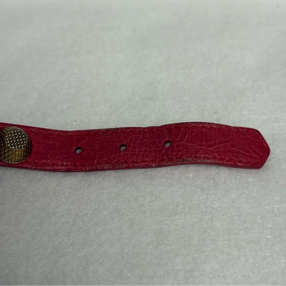 BALENCIAGA Giant Studded Leather Arena Red Bracelet